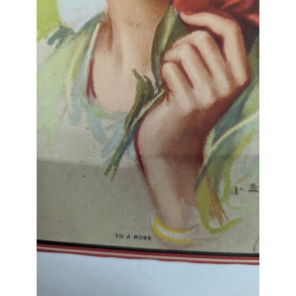 VINTAGE PIN UP To a rose ephemera  junk journal picture  10 X 7.5 inches - Picture 7 of 7